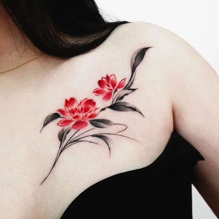 Hình Xăm Hoa Mẫu Đơn Cho Nữ - Nghệ Thuật Tinh Tế 9