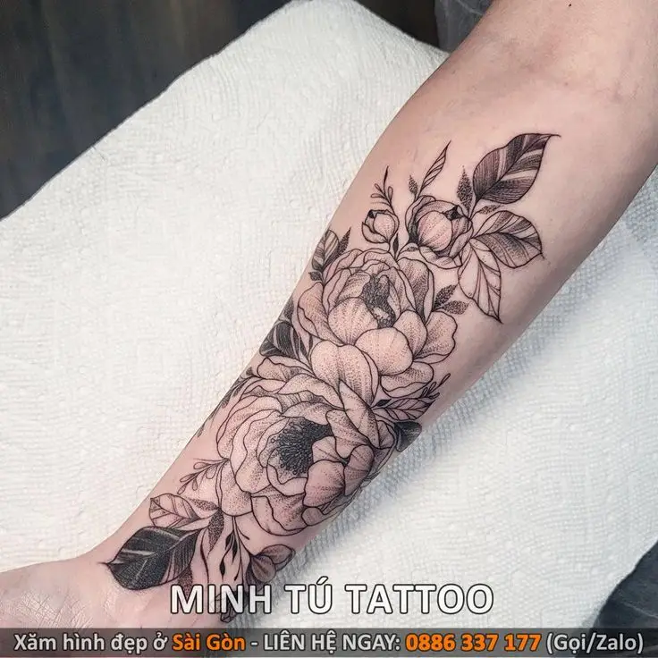 Hình Xăm Hoa Mẫu Đơn Cho Nữ - Nghệ Thuật Tinh Tế 61