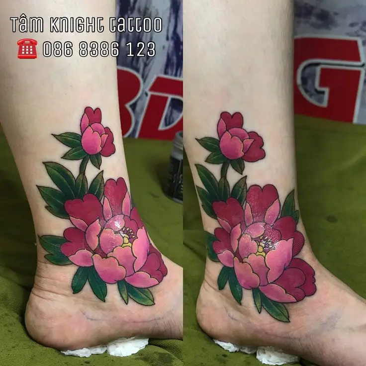 Hình Xăm Hoa Mẫu Đơn Ở Chân - Tạo Dáng Kín Đáo và Sang Trọng 33