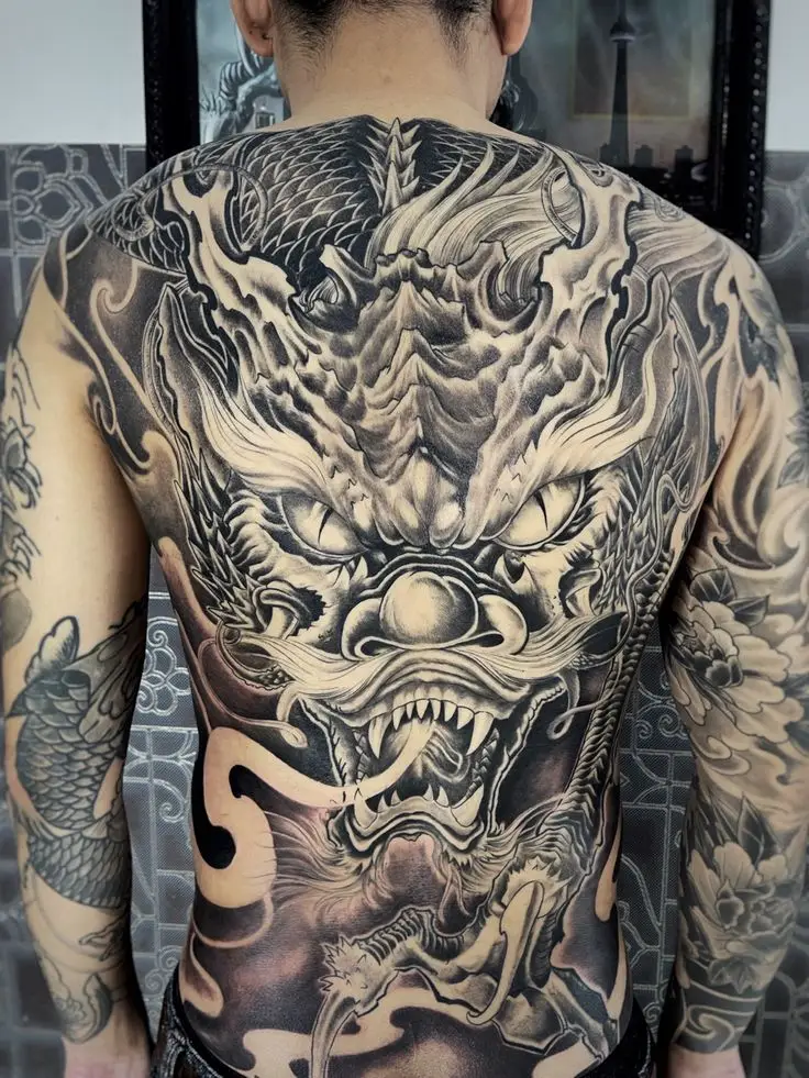 Hình Xăm Mặt Rồng Kín Lưng - Thiết Kế Đầy Ấn Tượng 34