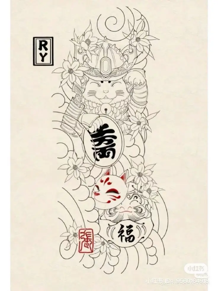 Ý Nghĩa Hình Xăm Mèo Thần Tài Full Lưng 28