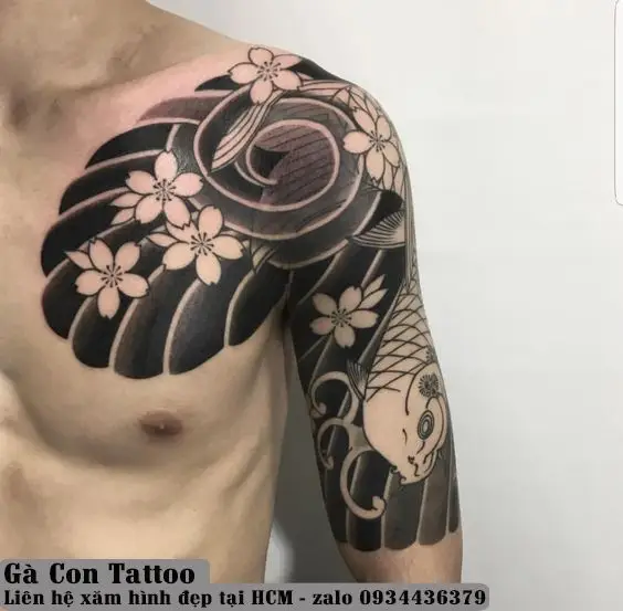 Khám phá nét đẹp hình xăm nhật cổ nửa tay 64