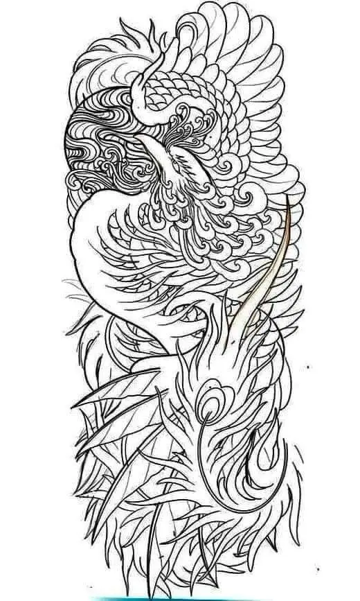 Ngắm nhìn hình xăm phượng hoàng full chân ấn tượng 13