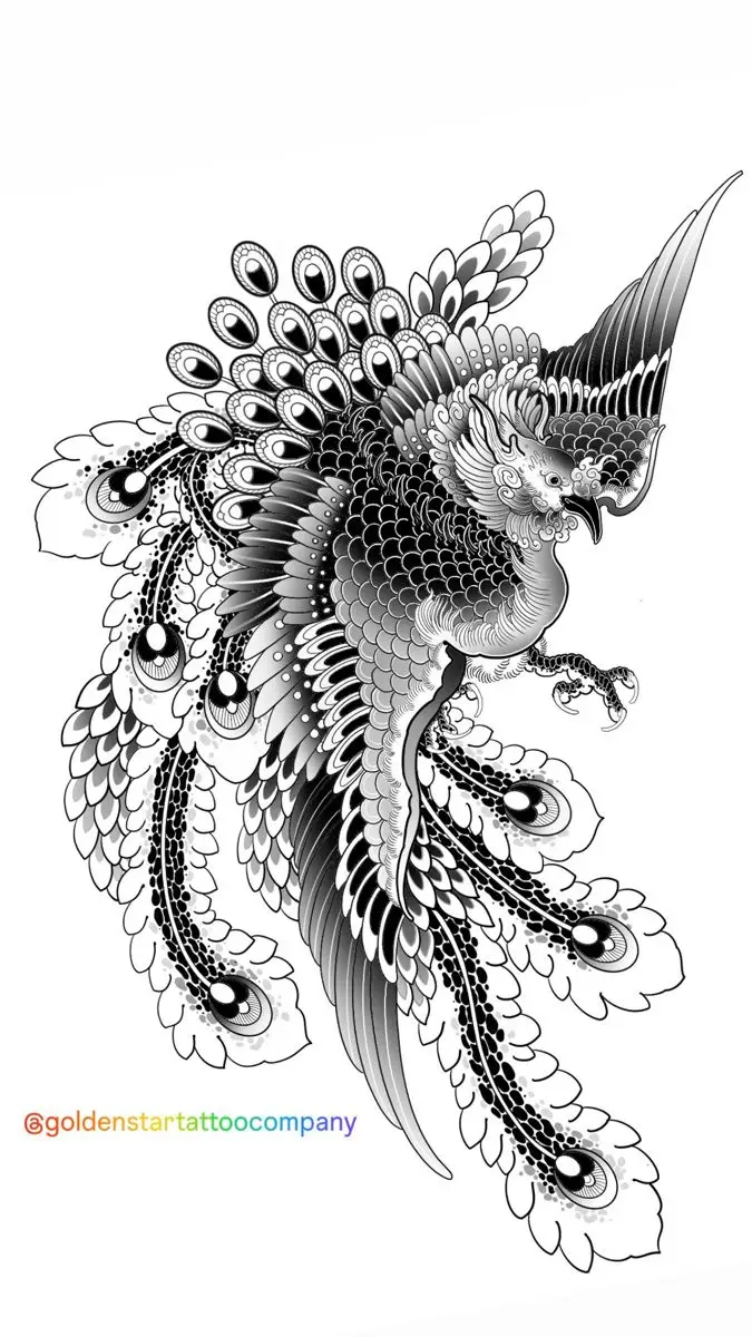 Ngắm nhìn hình xăm phượng hoàng full chân ấn tượng 21