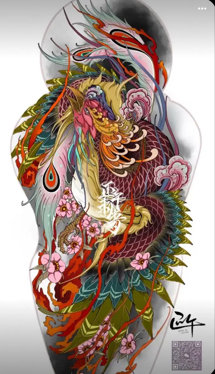 Ngắm nhìn hình xăm phượng hoàng full chân ấn tượng 27