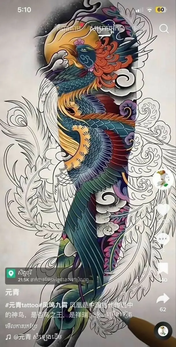 Ngắm nhìn hình xăm phượng hoàng full chân ấn tượng 30