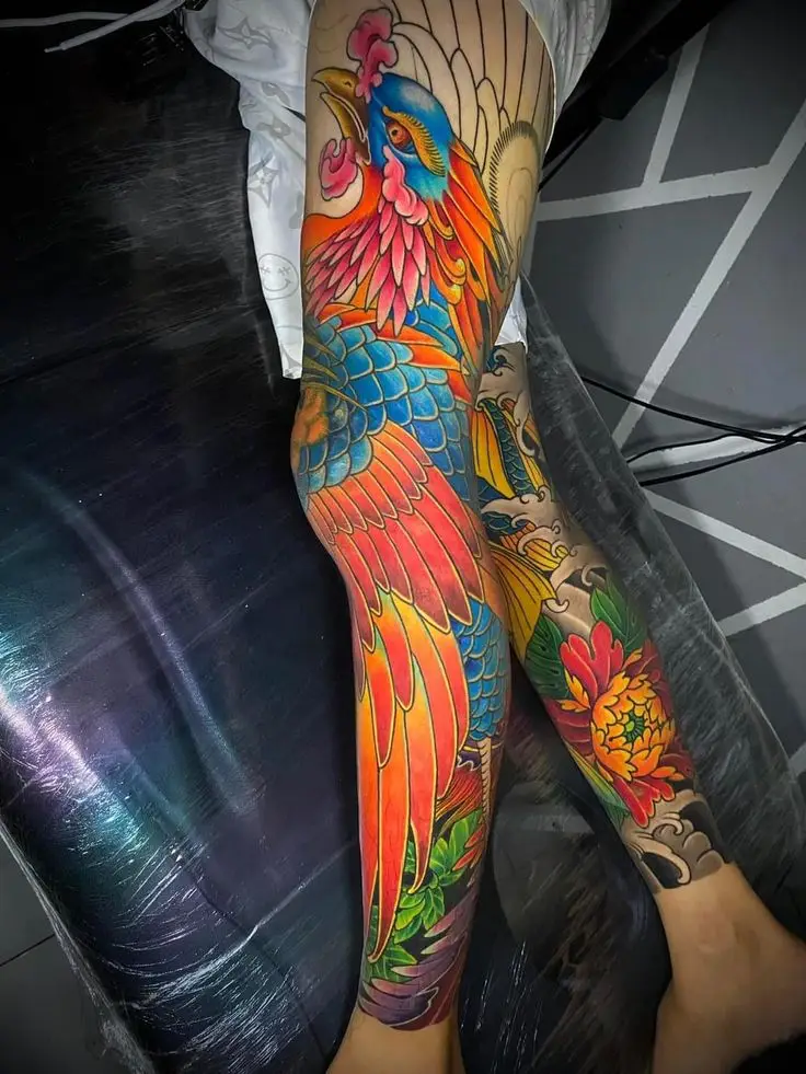 Ngắm nhìn hình xăm phượng hoàng full chân ấn tượng 34