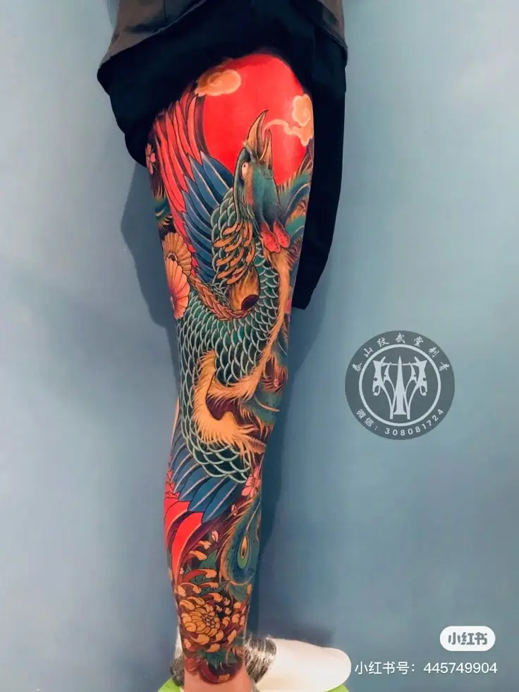 Ngắm nhìn hình xăm phượng hoàng full chân ấn tượng 38