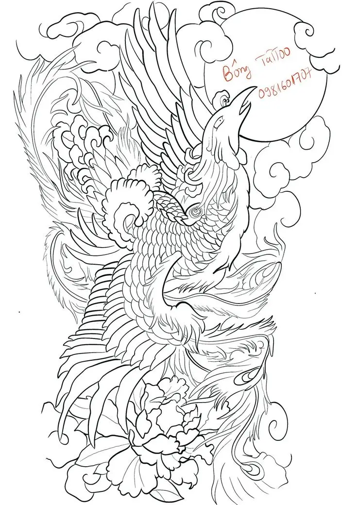 Ngắm nhìn hình xăm phượng hoàng full chân ấn tượng 54