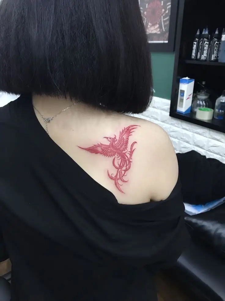 Hình Xăm Phượng Hoàng Lửa Đẹp Nhất Cho Nữ 29