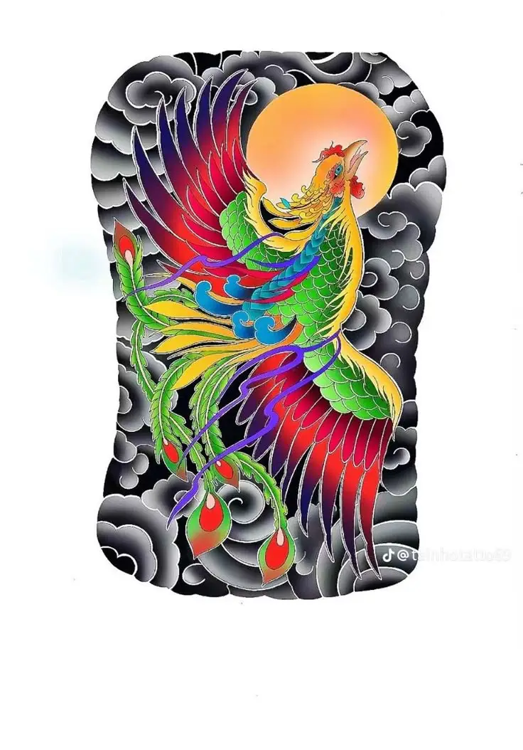 Hình Xăm Phượng Hoàng Màu - Biểu Trưng Của Tái Sinh 5