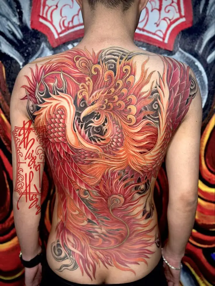 Hình Xăm Phượng Hoàng Màu - Biểu Trưng Của Tái Sinh 22