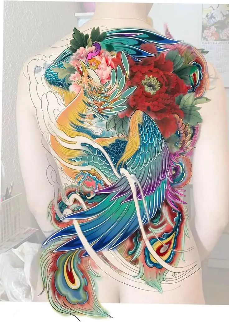 Hình Xăm Phượng Hoàng Màu - Biểu Trưng Của Tái Sinh 32