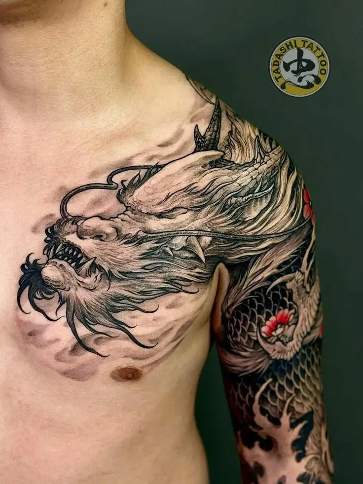 Sự sống động trong hình xăm rồng bắp tay 6