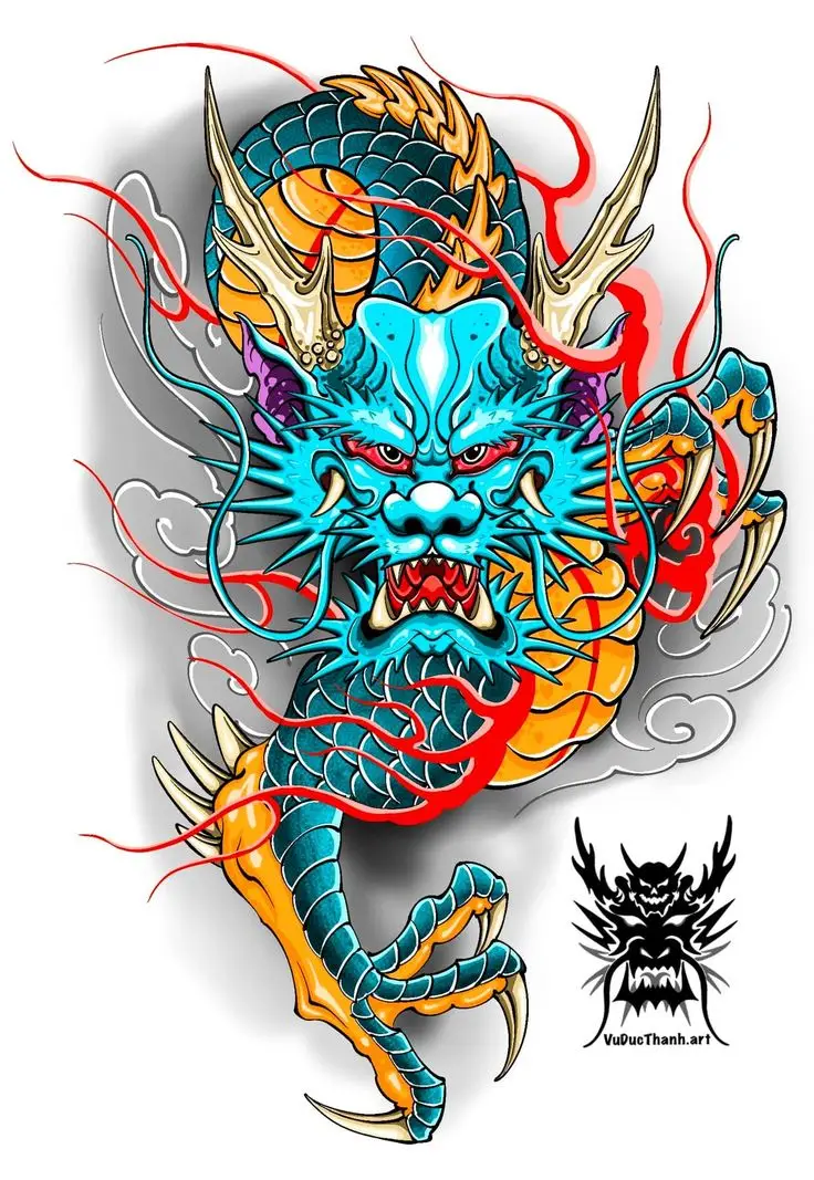Sự sống động trong hình xăm rồng bắp tay 8