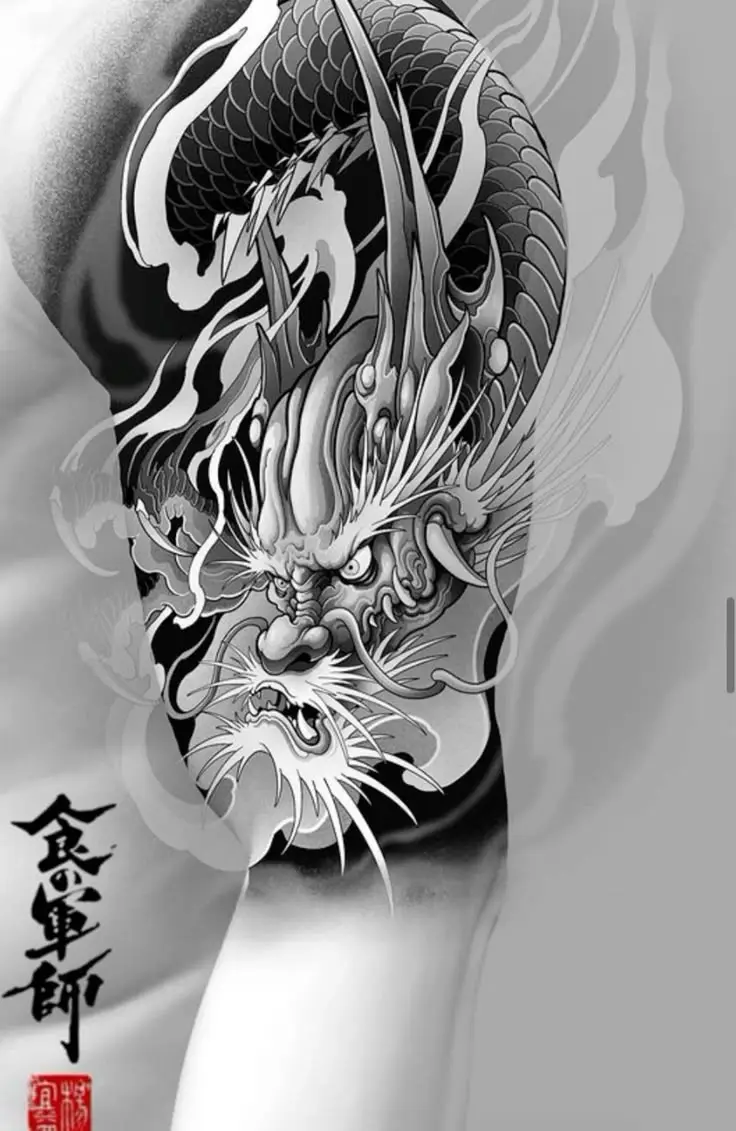 Sự sống động trong hình xăm rồng bắp tay 17
