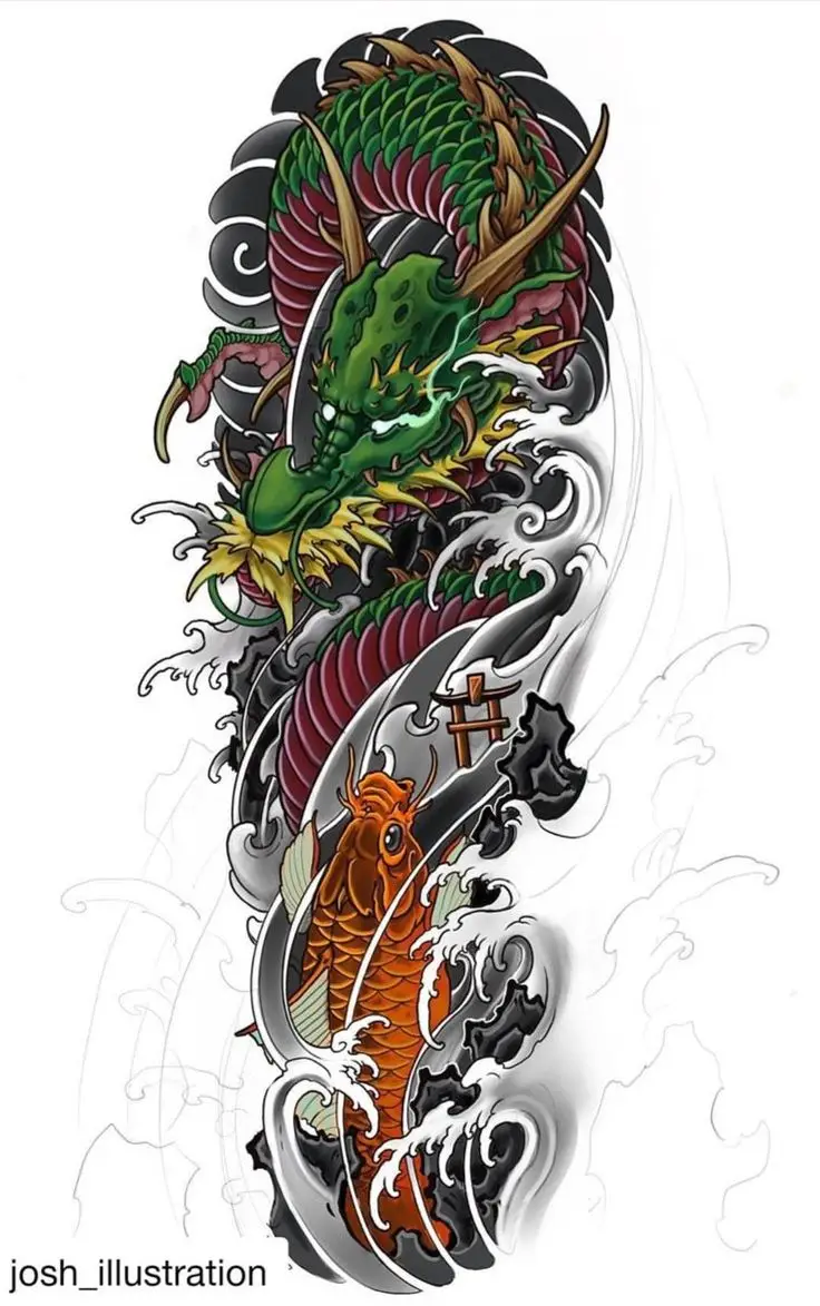 Sự sống động trong hình xăm rồng bắp tay 28