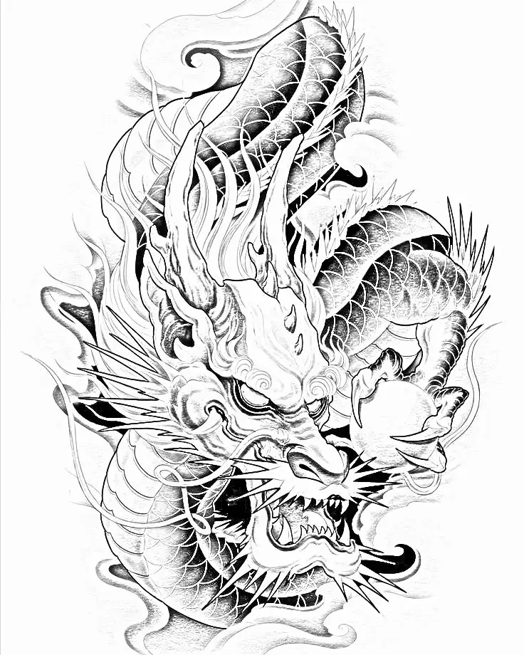 Sự sống động trong hình xăm rồng bắp tay 33