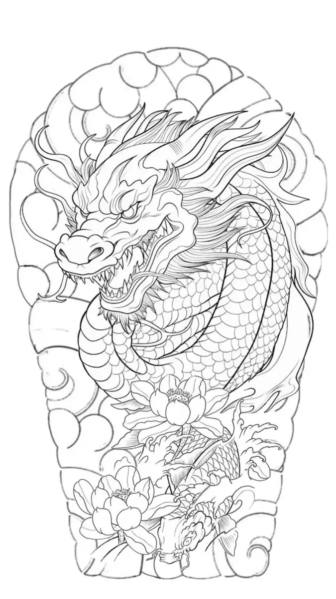 Sự sống động trong hình xăm rồng bắp tay 64