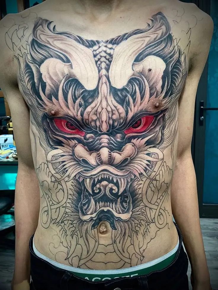 Hình Xăm Rồng Full Bụng - Biểu Tượng Của Quyền Lực Và Sự Thịnh Vượng 36