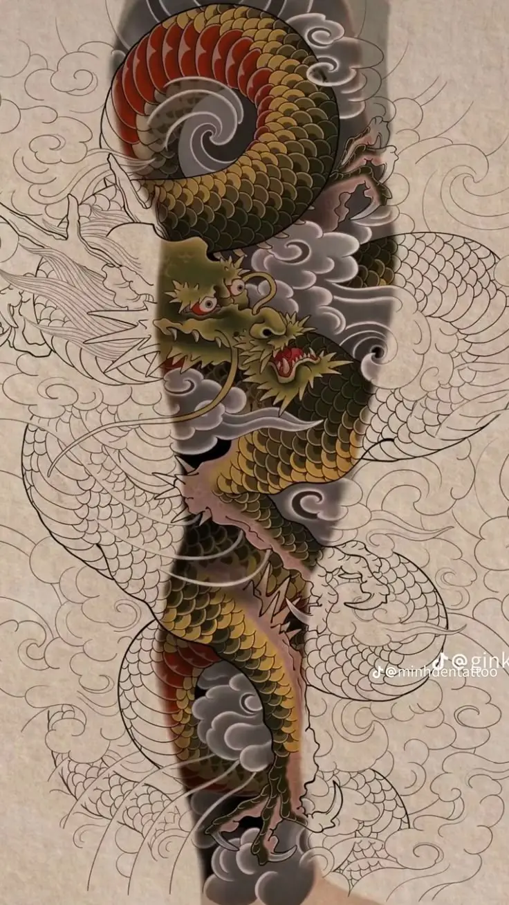 Hình Xăm Rồng Nhật Cổ Full Tay - Tượng Trưng Cho Quyền Lực 26