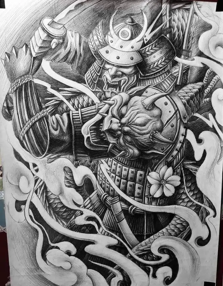 Hình Xăm Samurai Cầm Kiếm - Sức Mạnh và Danh Dự 3
