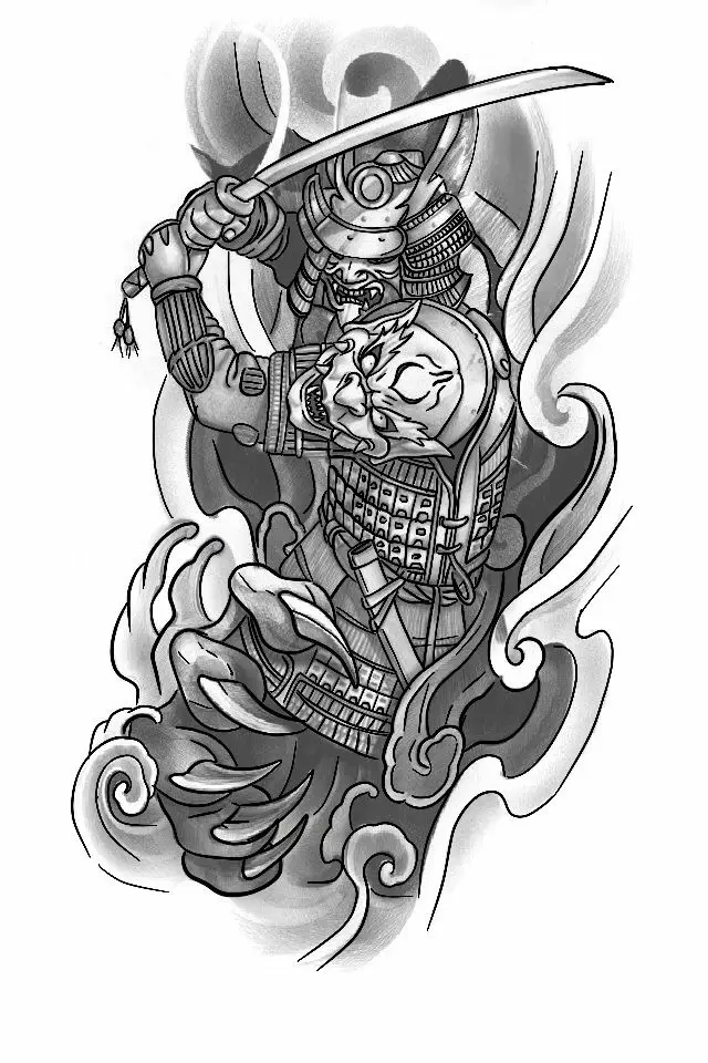 Hình Xăm Samurai Cầm Kiếm - Sức Mạnh và Danh Dự 11