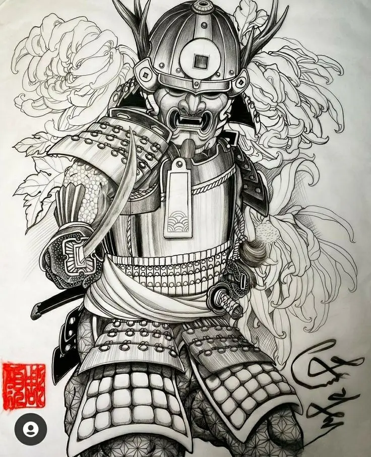 Hình Xăm Samurai Cầm Kiếm - Sức Mạnh và Danh Dự 18