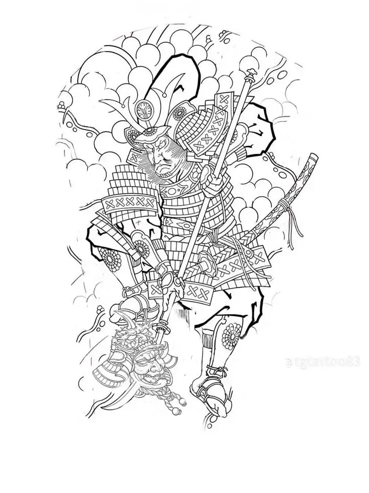 Hình Xăm Samurai Cầm Kiếm - Sức Mạnh và Danh Dự 43
