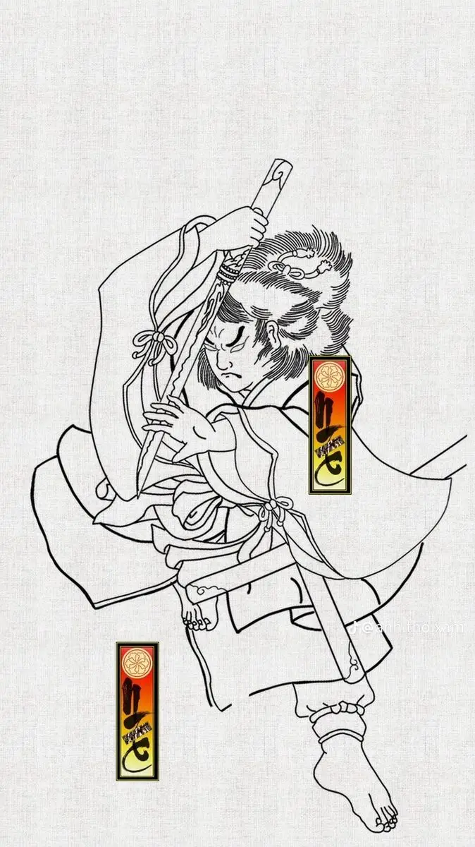 Hình Xăm Samurai Cầm Kiếm - Sức Mạnh và Danh Dự 44