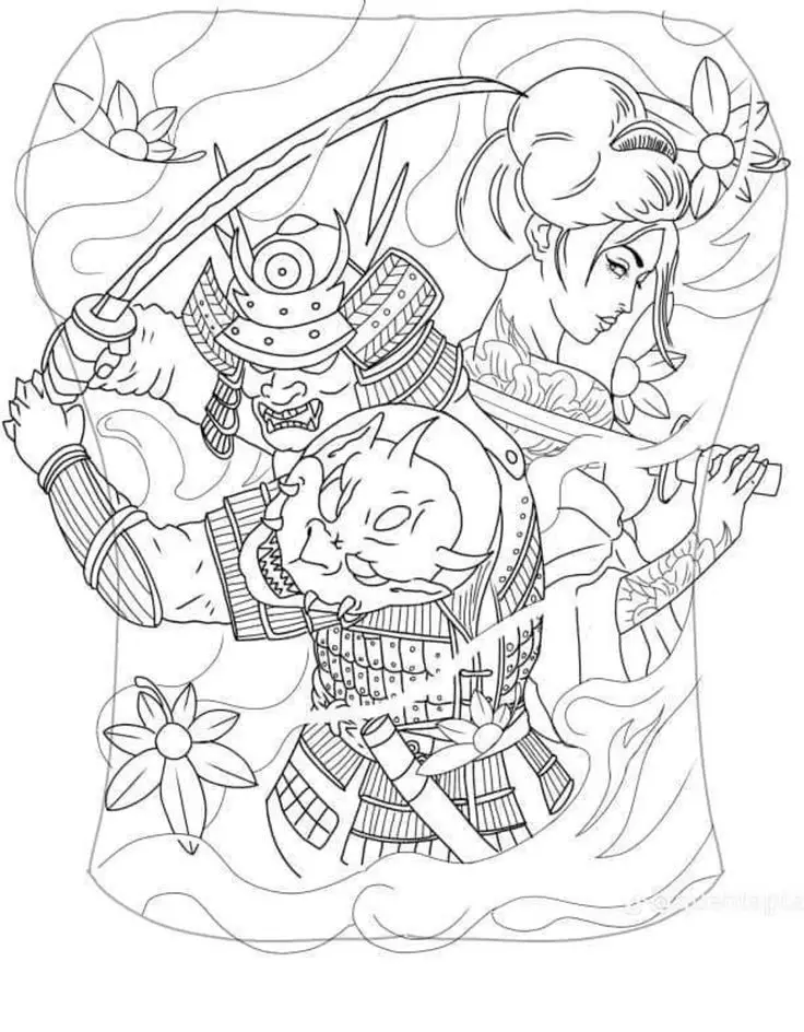Hình Xăm Samurai Cầm Kiếm - Sức Mạnh và Danh Dự 48