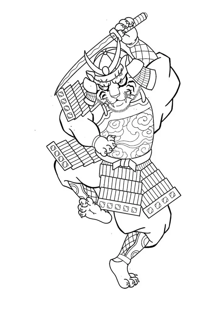 Hình Xăm Samurai Cầm Kiếm - Sức Mạnh và Danh Dự 50