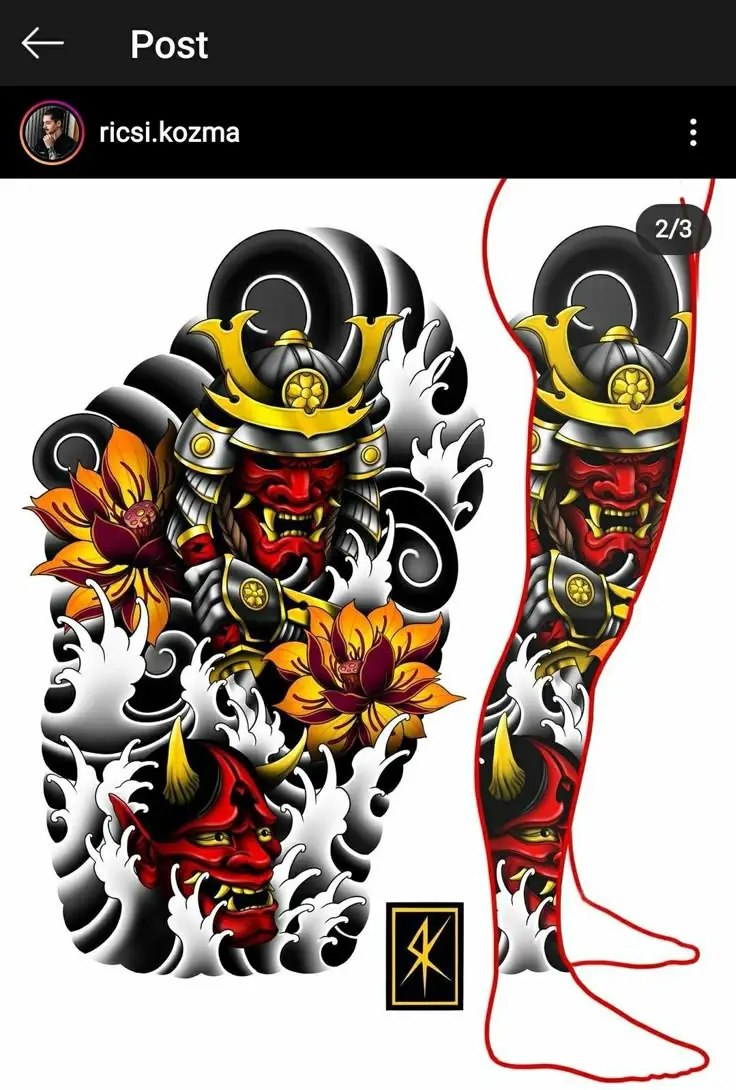 Hình Xăm Samurai Nhật Cổ Full Chân: 50+ Mẫu Hình Đẹp Cho Bạn 34