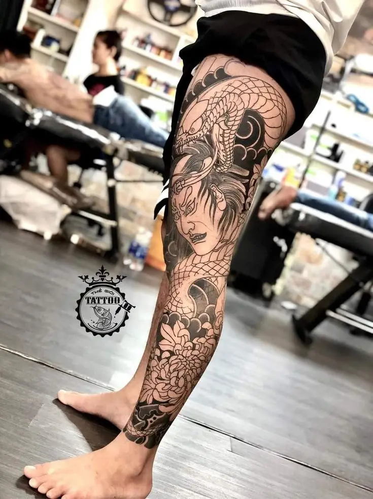 Hình Xăm Samurai Nhật Cổ Full Chân: 50+ Mẫu Hình Đẹp Cho Bạn 42