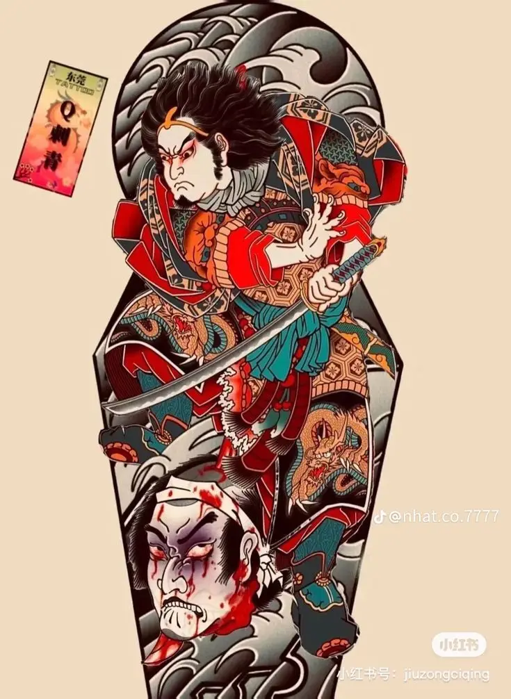 Hình Xăm Samurai Nhật Cổ Full Chân: 50+ Mẫu Hình Đẹp Cho Bạn 60