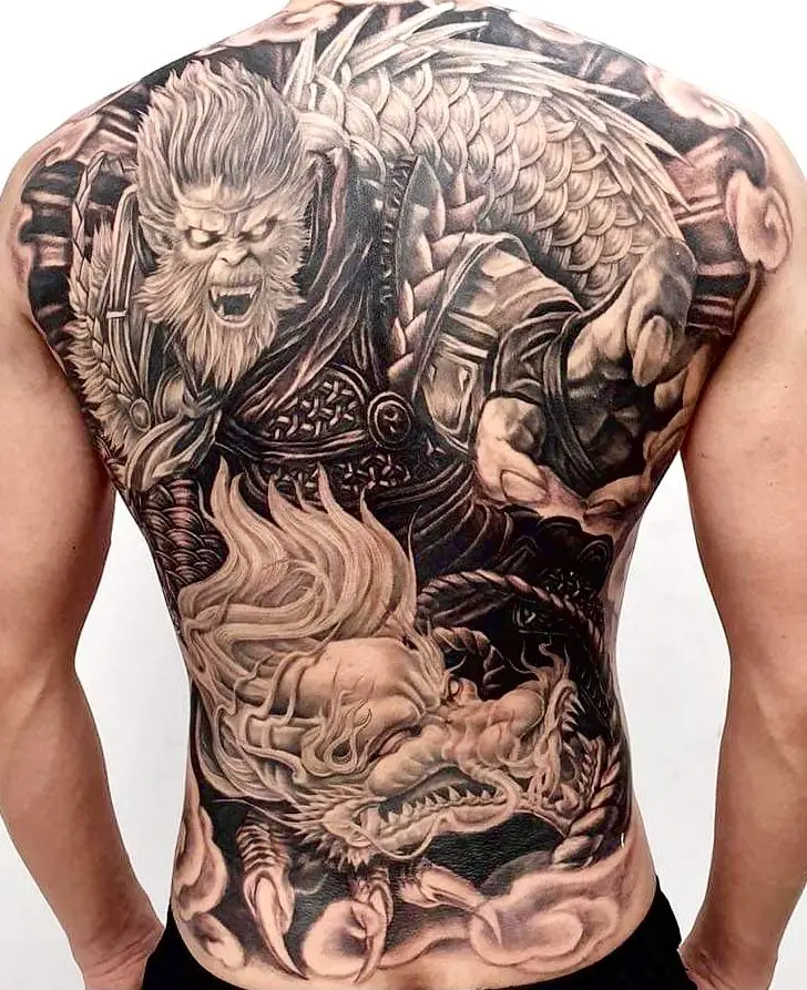 Hình xăm tôn ngộ không full lưng đẹp và ý nghĩa 31