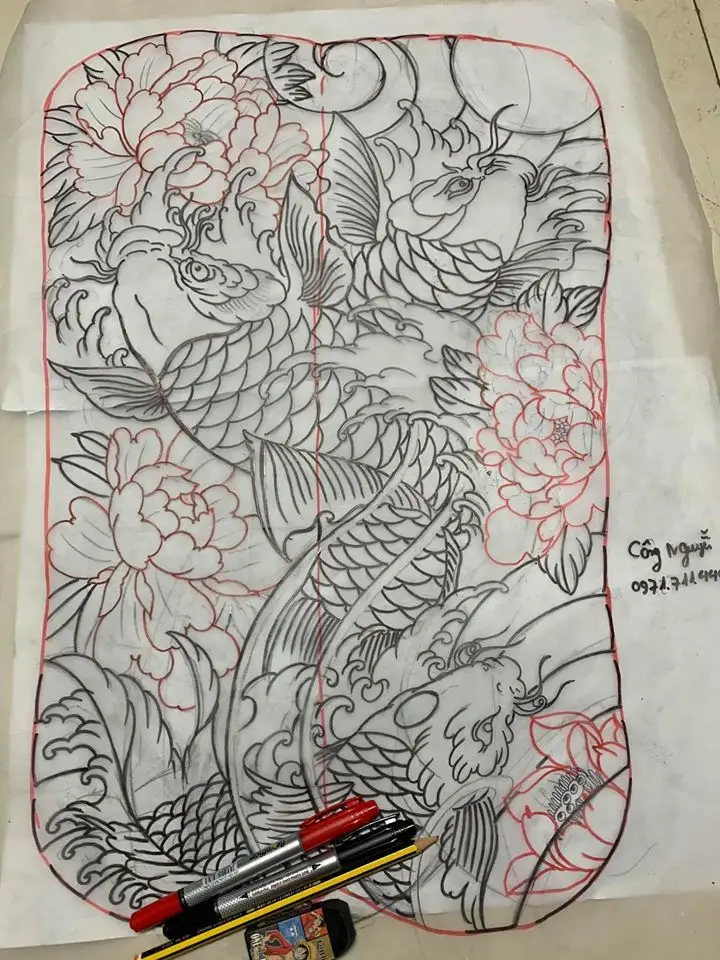 Khung Hình Xăm Cá Chép Kín Lưng Đẹp Nhất 29