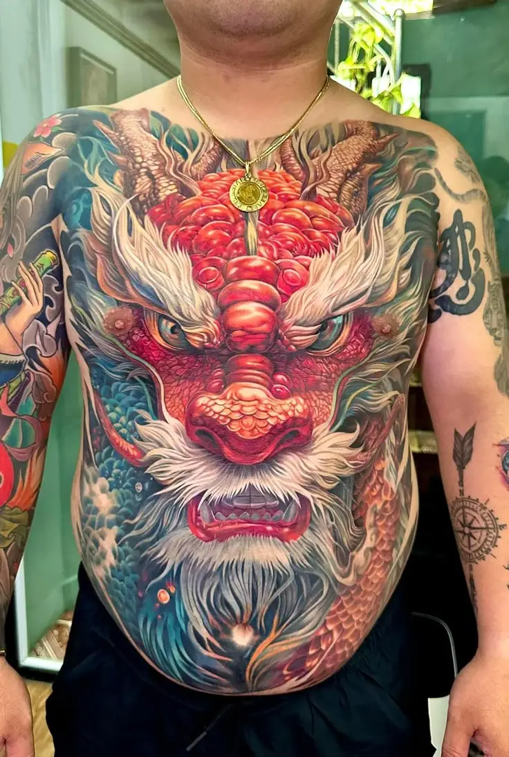 Mẫu Hình Xăm Đầu Rồng Kín Lưng: Thiết Kế Đầy Nghệ Thuật 31