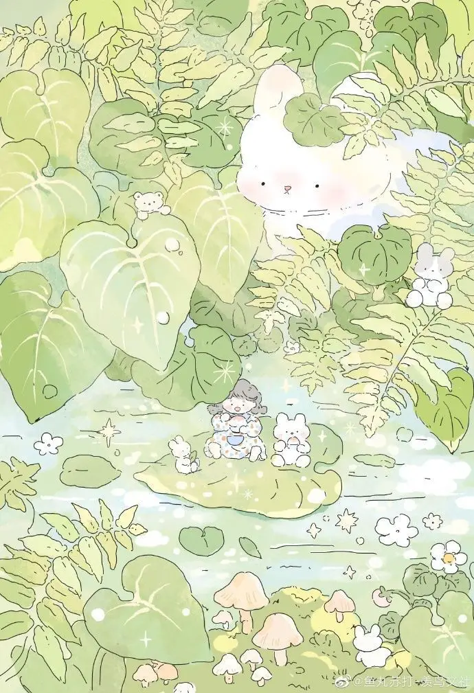 Hình Nền Kawai Màu Xanh Lá Dễ Thương 2