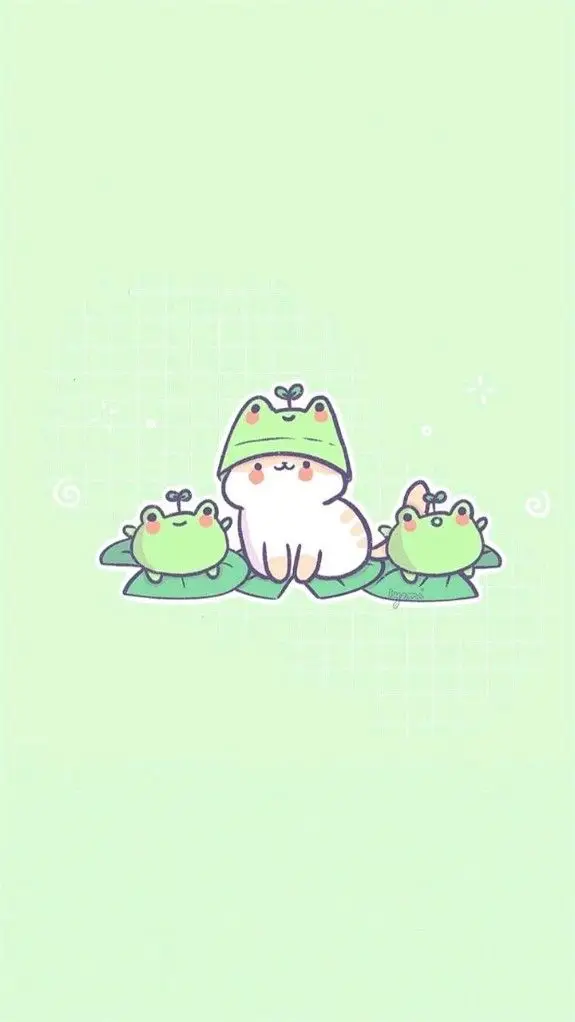 Hình Nền Kawai Màu Xanh Lá Dễ Thương 10
