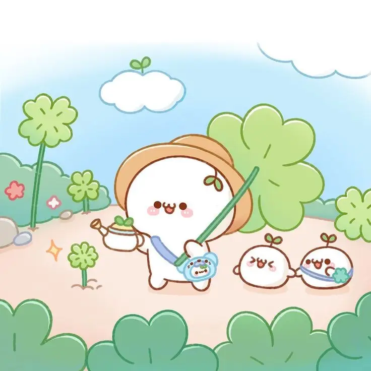Hình Nền Kawai Màu Xanh Lá Dễ Thương