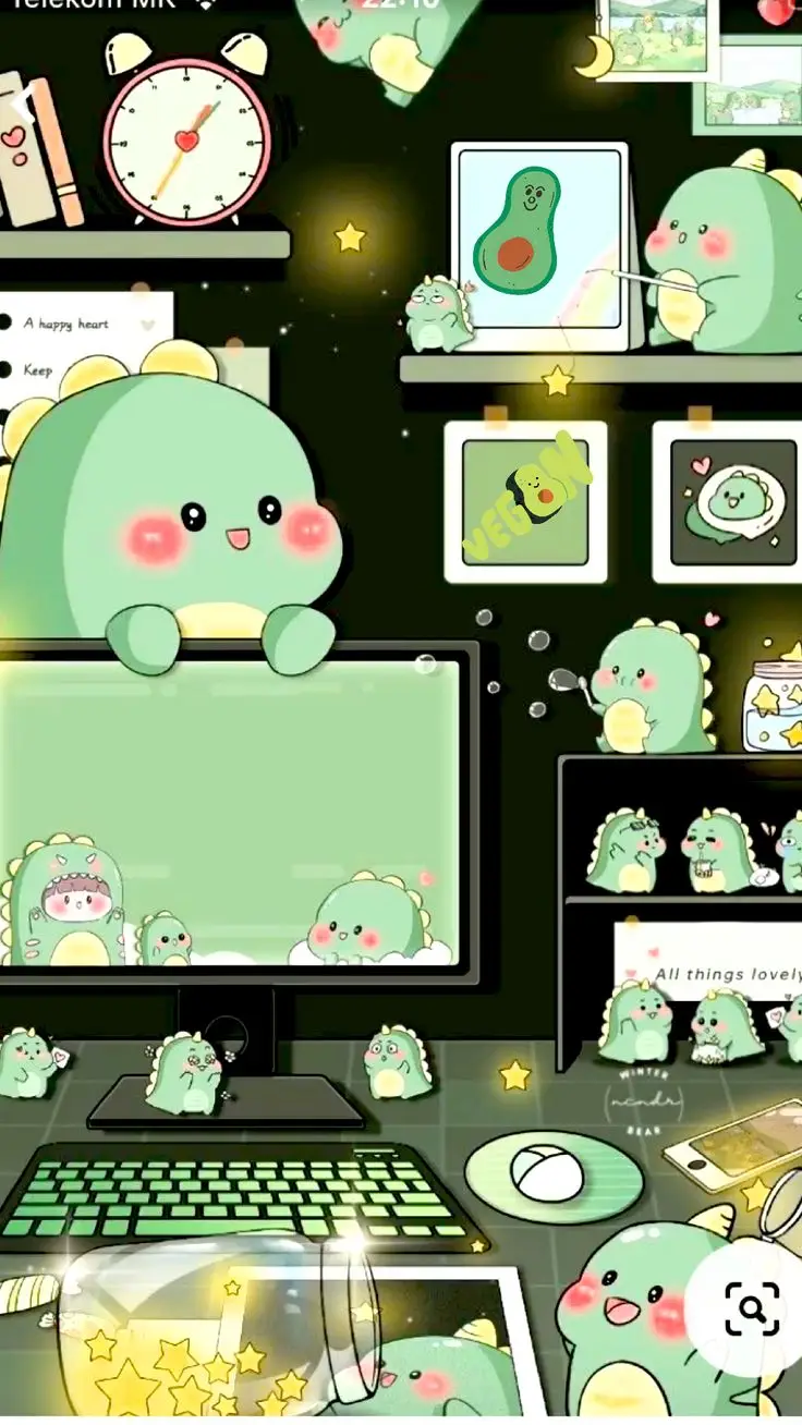 Hình Nền Kawai Màu Xanh Lá Dễ Thương 44