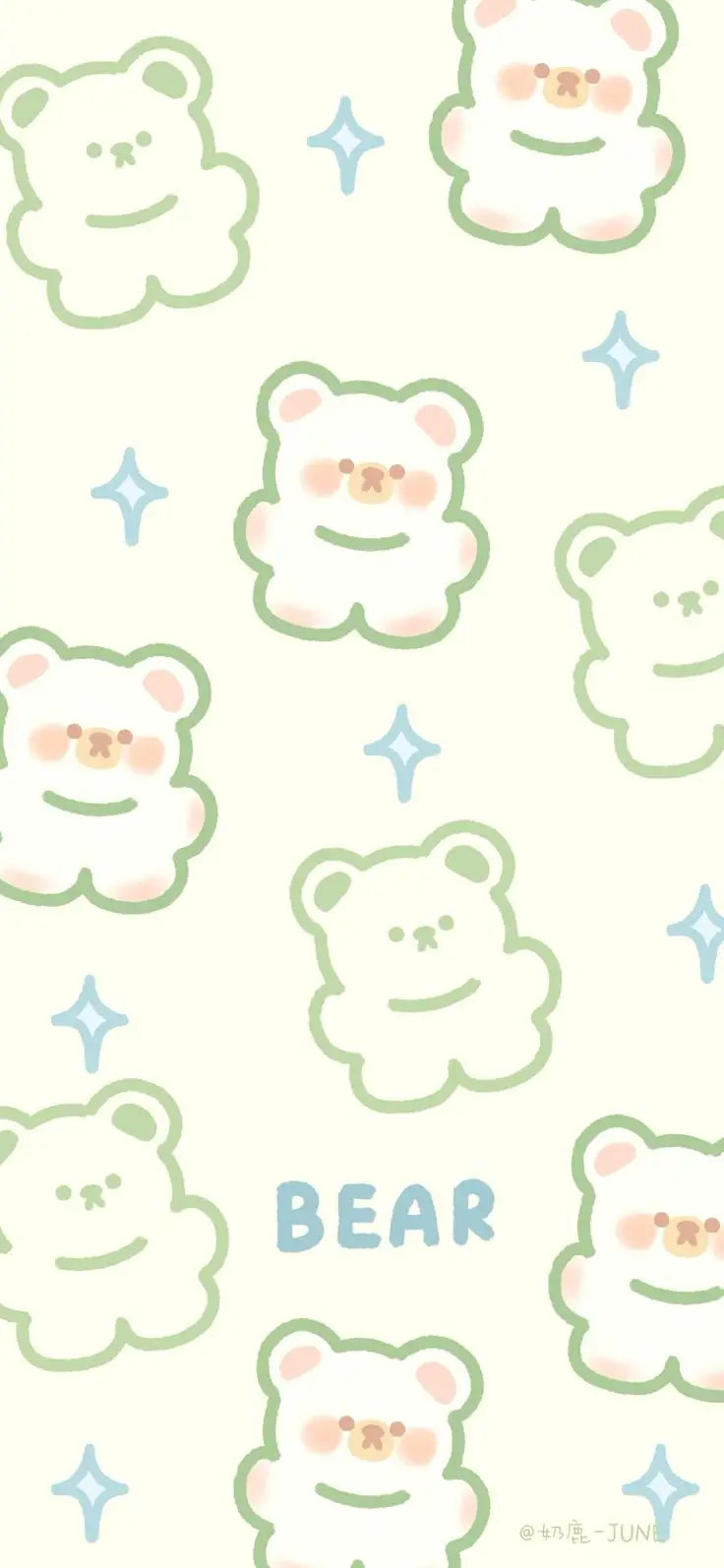 Hình Nền Kawai Màu Xanh Lá Dễ Thương 49
