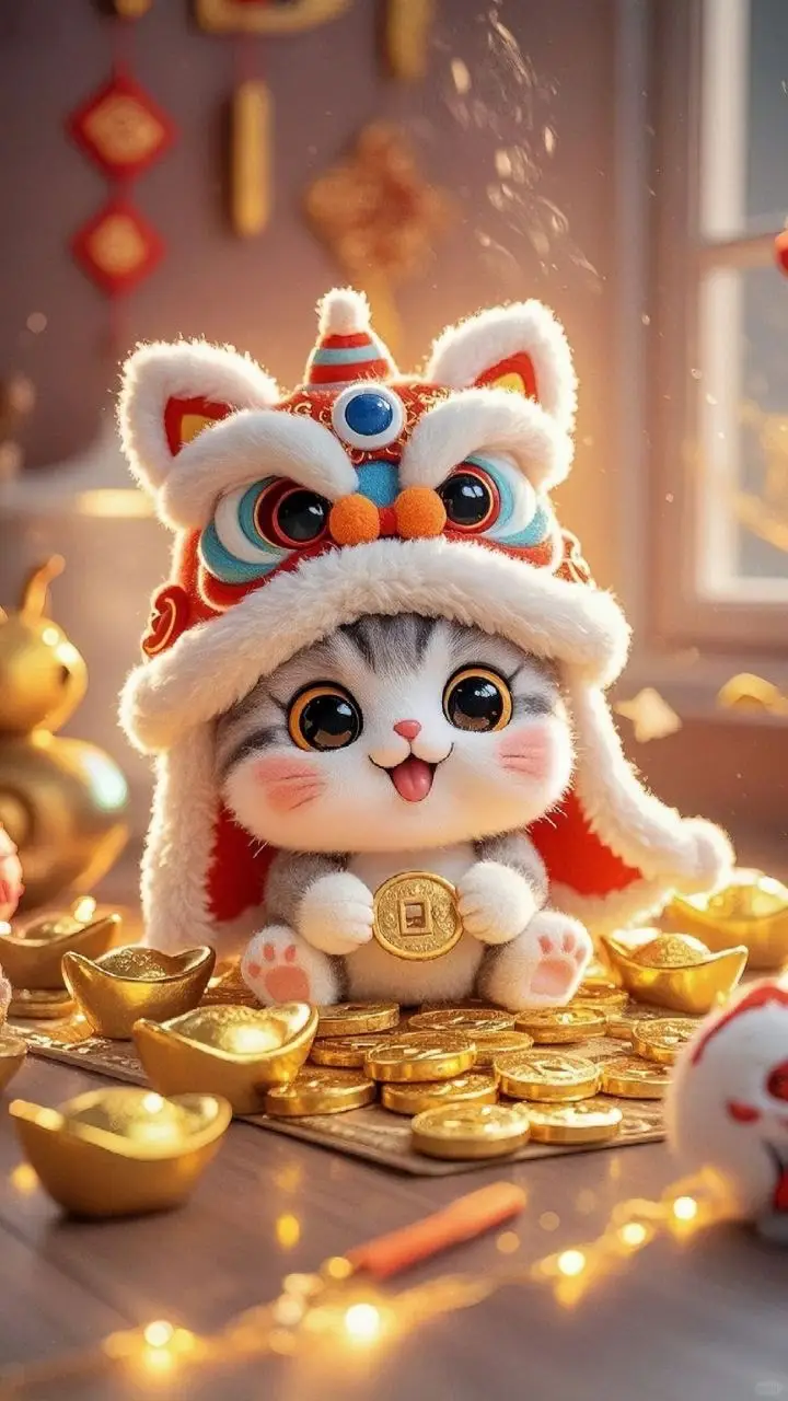 May mắn hình nền mèo thần tài 3D phong thủy tuyệt vời 5