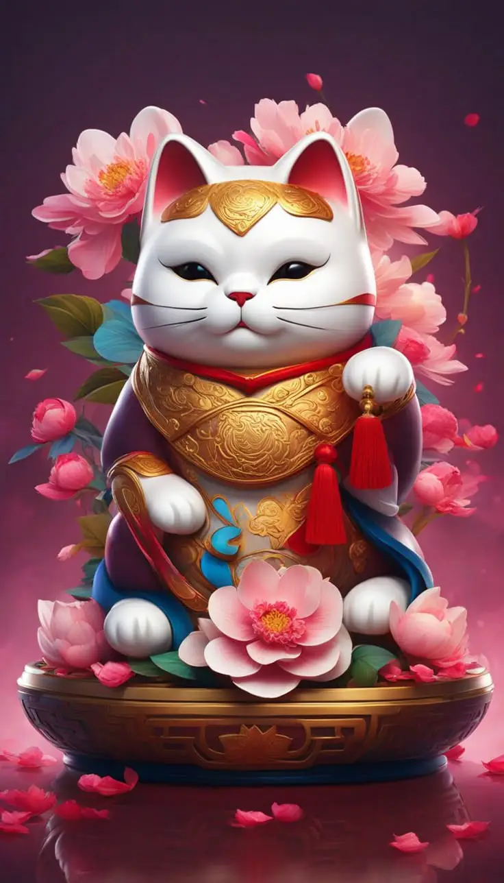 May mắn hình nền mèo thần tài 3D phong thủy tuyệt vời 19