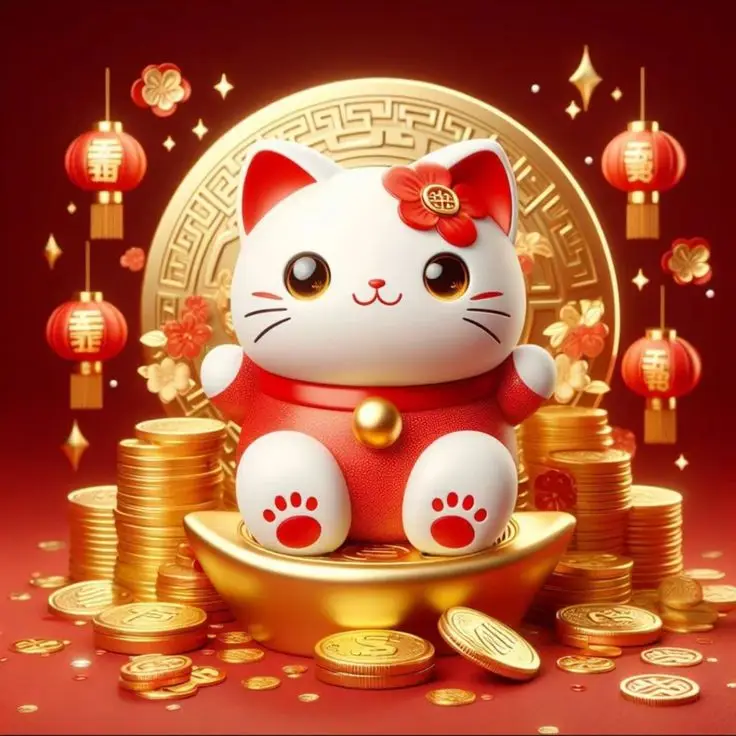 May mắn hình nền mèo thần tài 3D phong thủy tuyệt vời 29