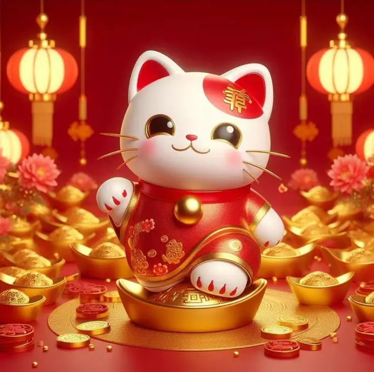 May mắn hình nền mèo thần tài 3D phong thủy tuyệt vời 40