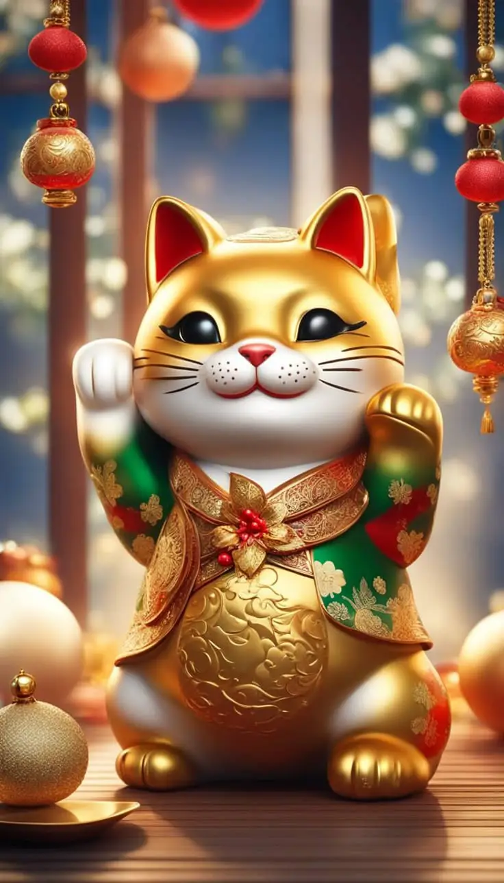 May mắn hình nền mèo thần tài 3D phong thủy tuyệt vời 41