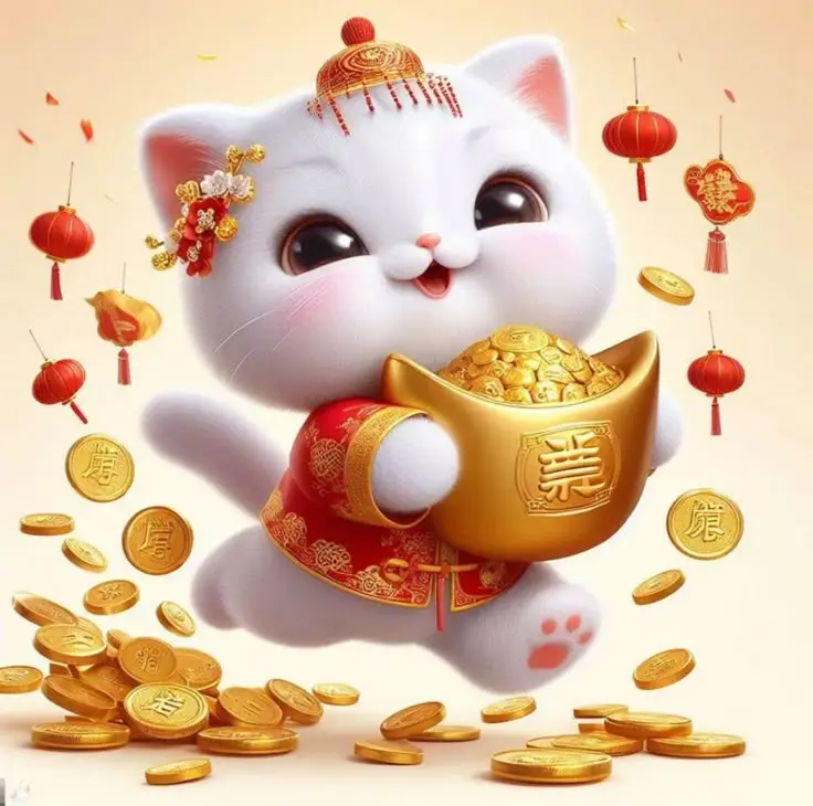 May mắn hình nền mèo thần tài 3D phong thủy tuyệt vời 42