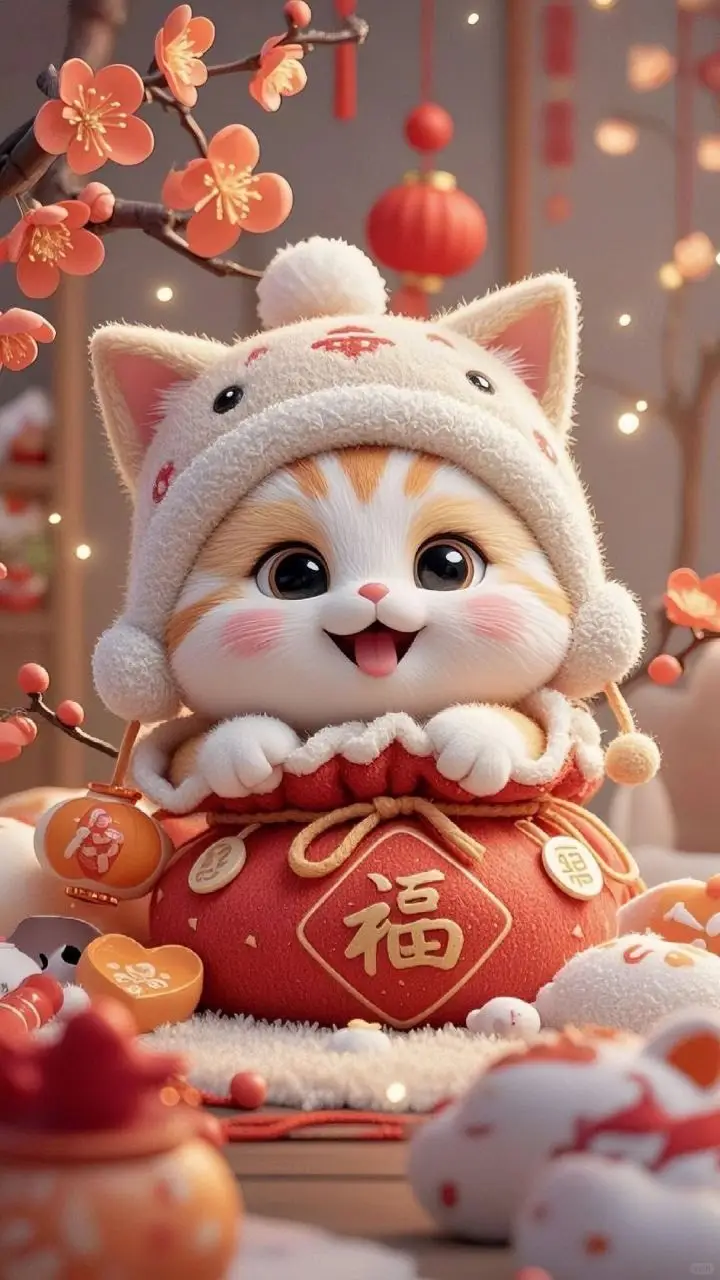 May mắn hình nền mèo thần tài 3D phong thủy tuyệt vời 48